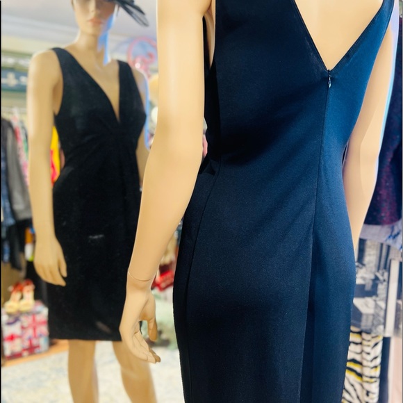 ULTRA OZBEK Made in Italy Midi V neck sleeveless little black dress size small - Picture 10 of 15